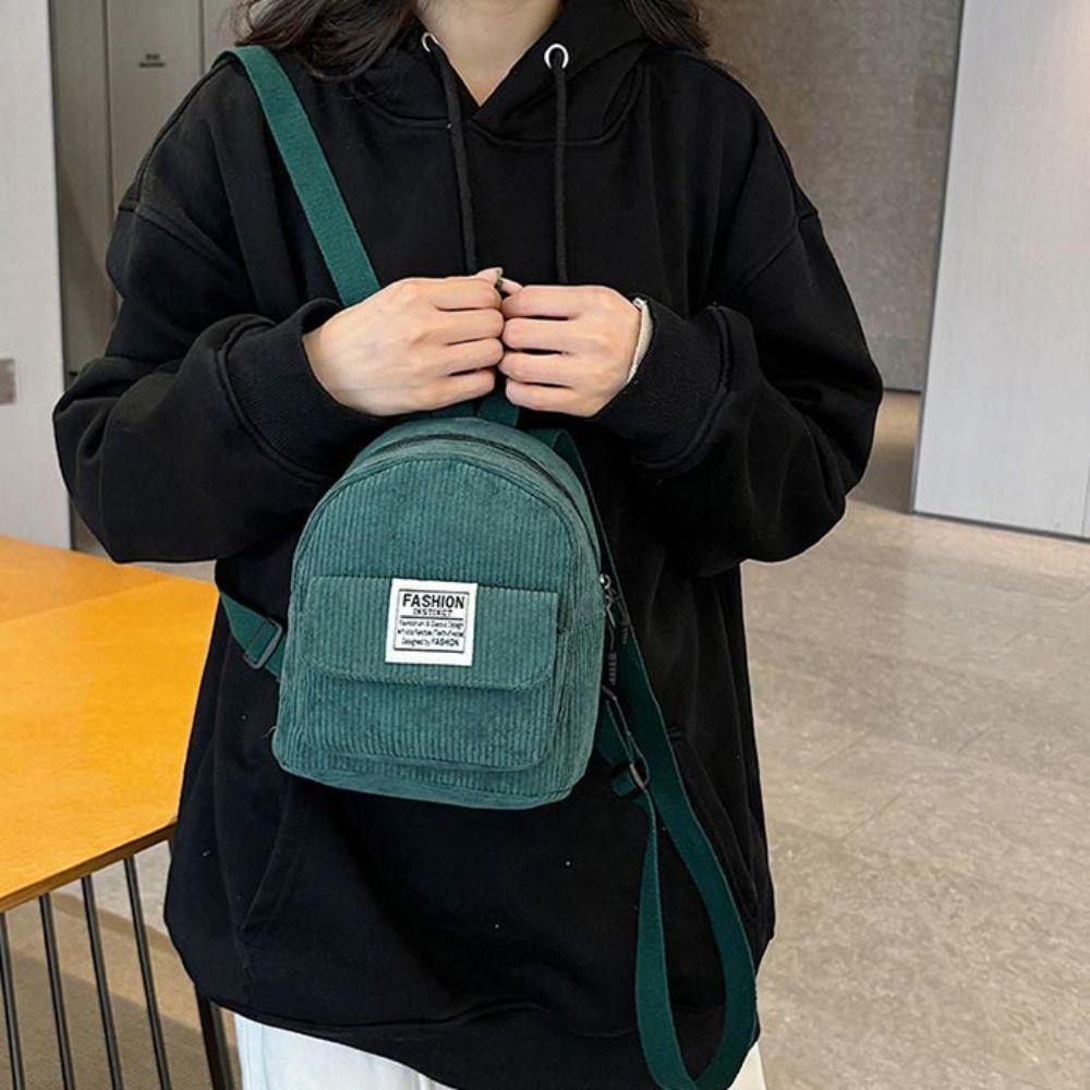Korean Style Corduroy Backpack Handbag Women School Bags Casual Mini Shoulder Bags Girls