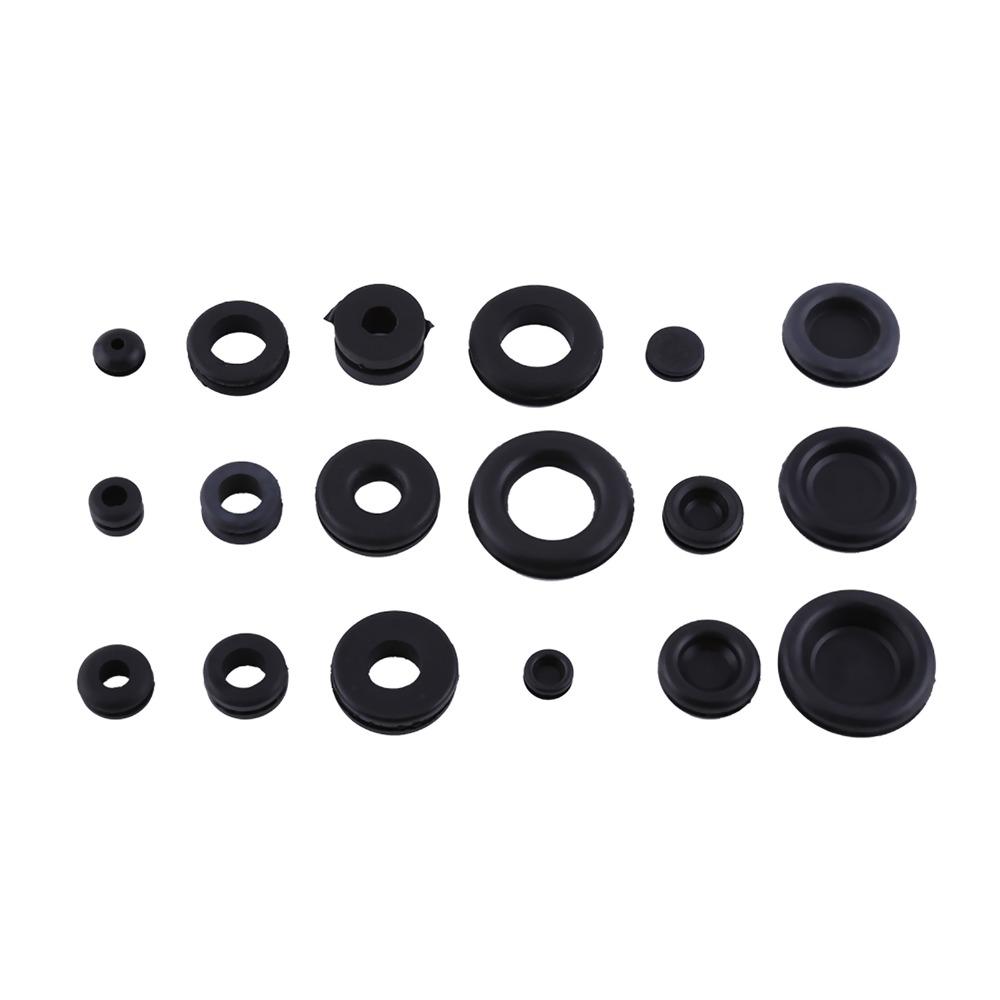 125 pcs 18 Sizes Rubber Grommet Kit Hollow Closed Wire Grommets Hole Plug