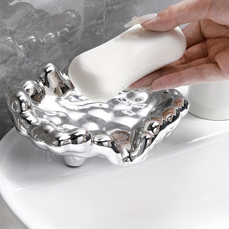 Electroplated Soap Box Cloud Fragrant Soap Box Soap Storage Box for Non Perforated Drainage Bathroom Non Slip Soap Holder and Soap Holder