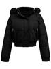2025 Women's Winter Short Cotton Coat High Waist Slim Fit Warm Fur Collar Padded Outerwear Casual Thickened Jacket