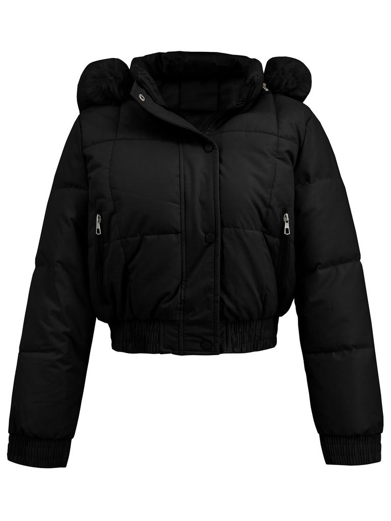 2025 Women's Winter Short Cotton Coat High Waist Slim Fit Warm Fur Collar Padded Outerwear Casual Thickened Jacket