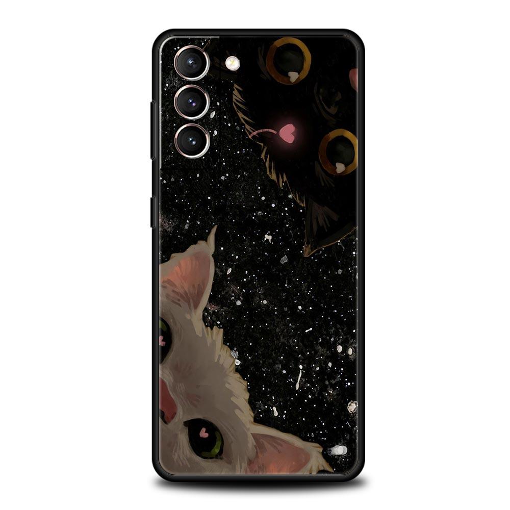 Cute Cat Phone Case for Samsung Galaxy S26 S25 S24 S23 S22 S20 S21 FE Ultra S25 Edge Plus 5G Soft TPU Cover Fundas Capas Bags