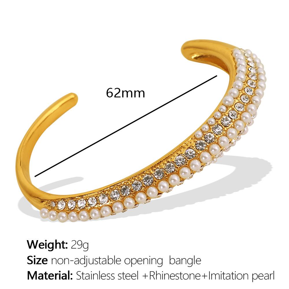 

Hot-selling bracelet design bracelet three rows of diamonds full of diamonds white beads bracelet zircon C-shaped opening versatile