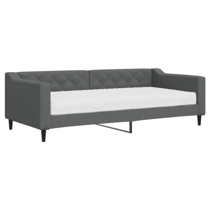 VidaXL Lit de jour avec matelas gris foncé 90x200 cm tissu 3197409