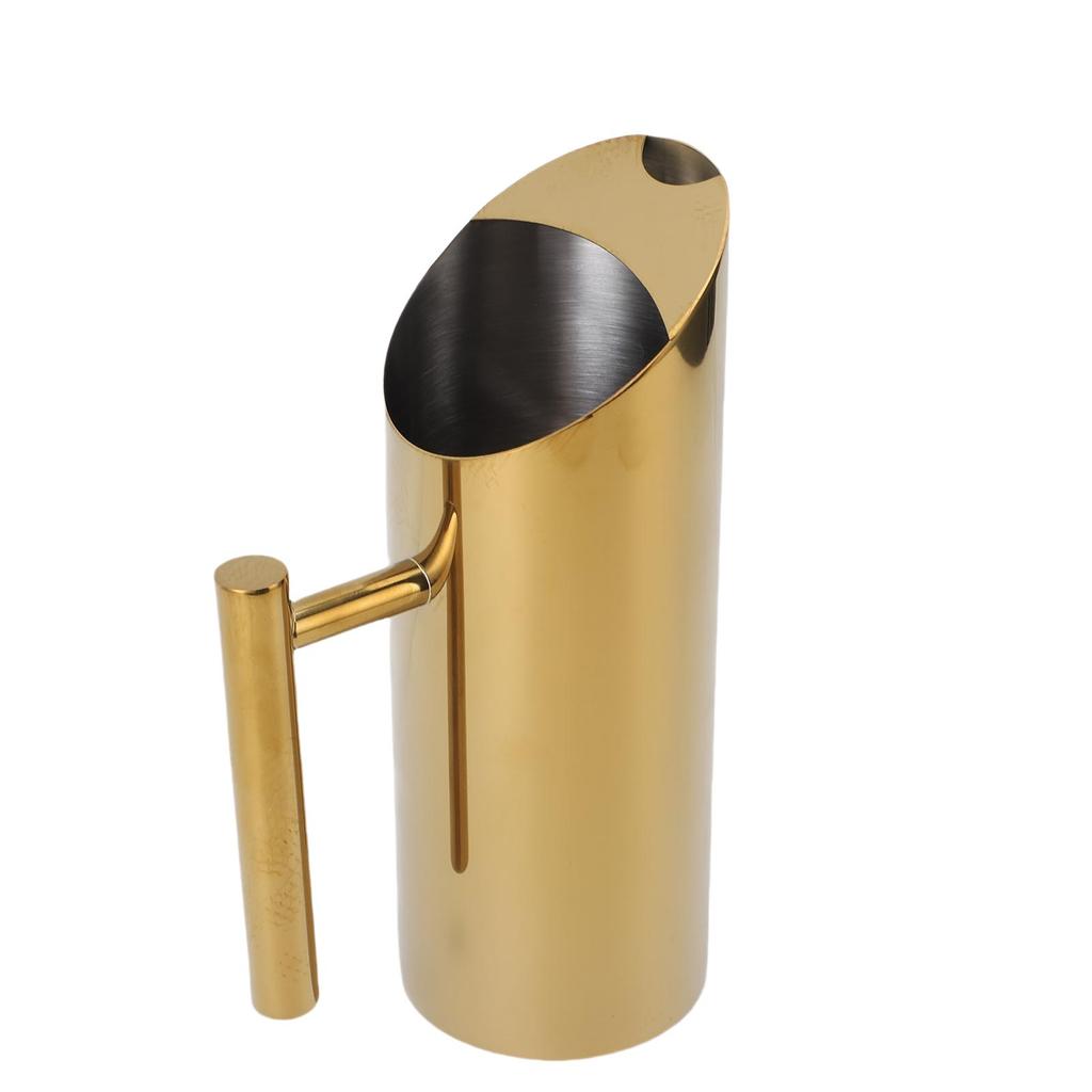Water Pitcher 1L 304 Stainless Steel Straight Body Drink Pitcher with Spill Proof Spout for Cocktail Flower Tea Cold