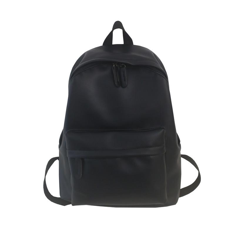 

Solid color pu college style student schoolbag female cute point acridine Japanese and Korean simple student backpack чёрный