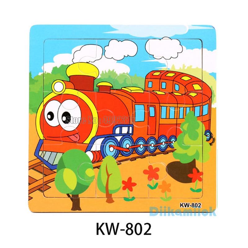 9pcs Wooden Puzzle Cognition Animals And Vehicles Jigsaw Kindergarten Educational Toys Kids Wood Toy Gift