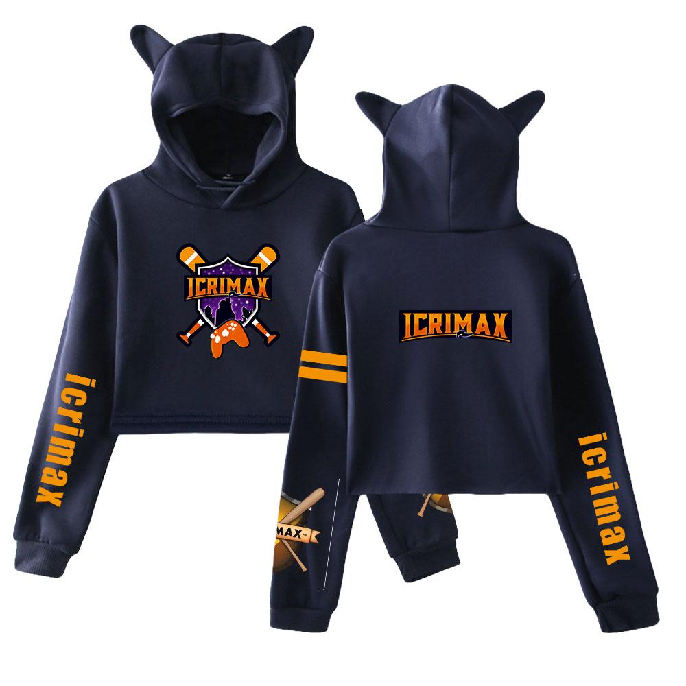 Короткие толстовки женские Icrimax с принтом букв женская толстовка спортивный костюм с длинным рукавом женский укороченный топ модная корейская одежда Harajuku XXS темно-синий 1840₽