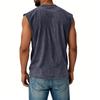 Men's Printed Round Neck Distressed Top Casual Comfort Vest