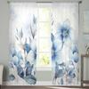 Plant Flower Grass Colors Watercolor Bedroom Curtains Tulle Sheer Curtain Living Room Home Decor Voile Drapes