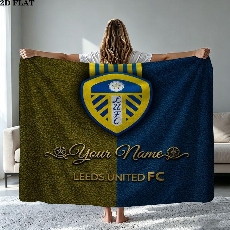1PC Leeds United Custom Name Patterned Flannel Blanket Suitable For All Seasons for Home Decor Warmth and Comfort Gifts Holiday Present