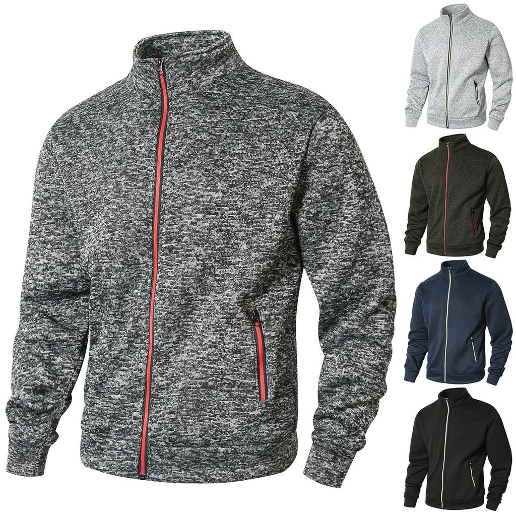 Men's Spring Autumn Casual Fashion Solid Colour Sweater Men's Long-sleeved Sports Hooded Tops Zip Cardigan Sweatshirt Moisture Wicking Breathable Tops