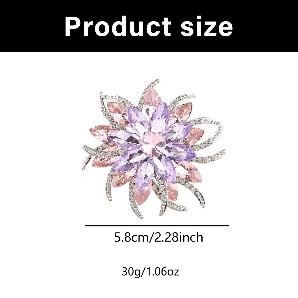 Elegant Double Layer Flower Brooch With Crystals and Florals Designs for Women Jewelry Accessories