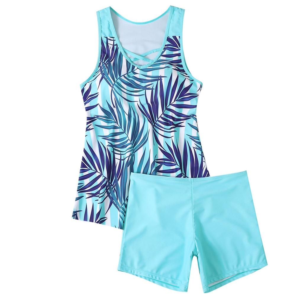Women's Sexy Slim Printed Camisole Split Bikini Plus Size Swimsuit (Two-Piece Set)