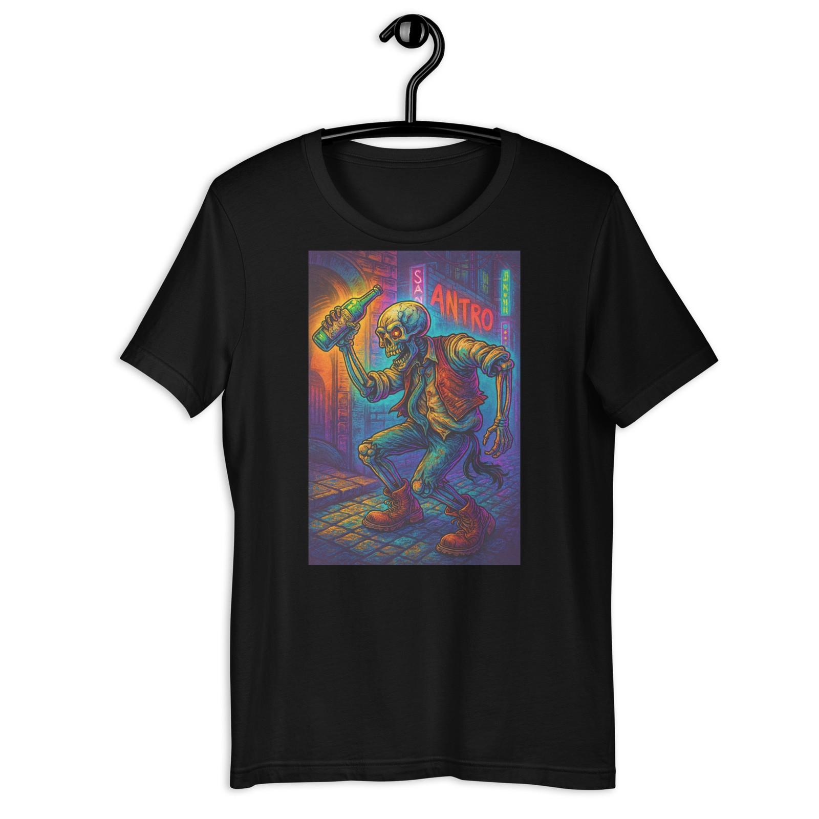 Neon Skeleton Street Art Bottle Night Urban Chicano Style T-Shirt S