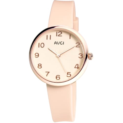 

AVGI Women s Watch, Water Resistant, Simple Design, Rubber Strap, Beige