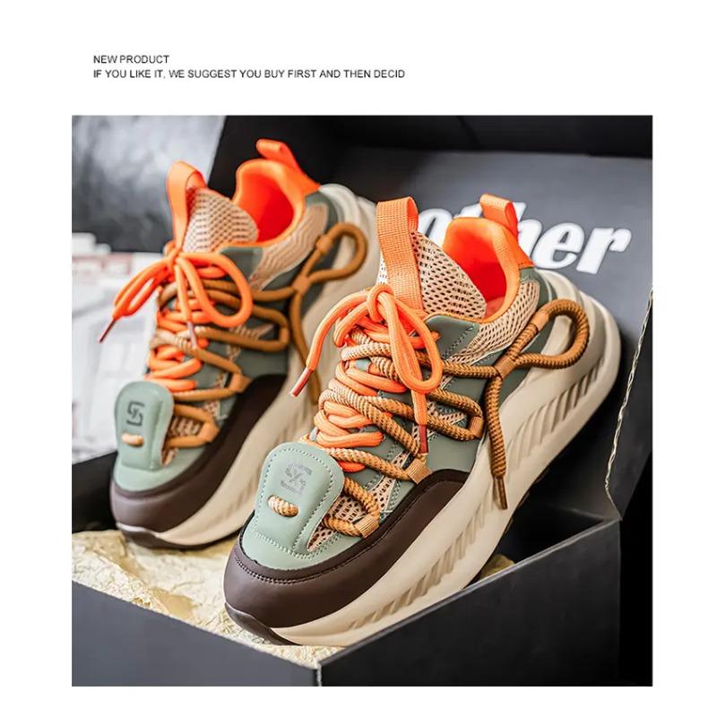 Men's Summer 2025 New Breathable Mesh Trendy Versatile High End Thick soled Wear resistant Men's Casual Dad Shoes