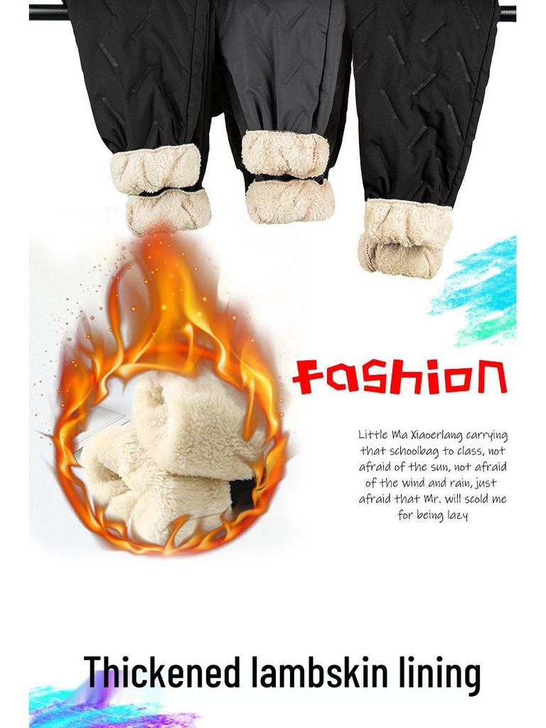 Boys' Plush Cotton Winter Trousers: Warm, Thickened, and Cropped Styles for Middle and Large Kids