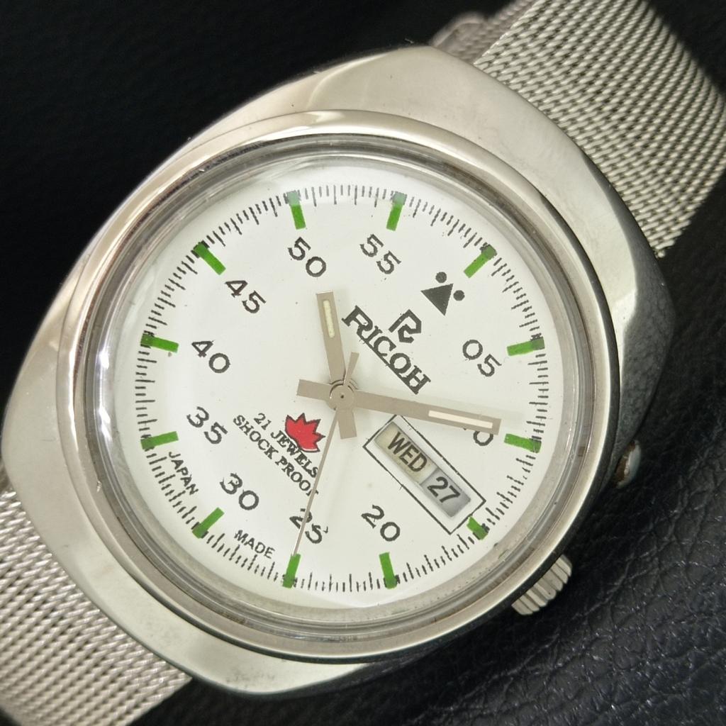 

AUTOMATIC VINTAGE RICOH R31 JAPAN MENS WHITE COLOR DIAL WATCH a704702-1