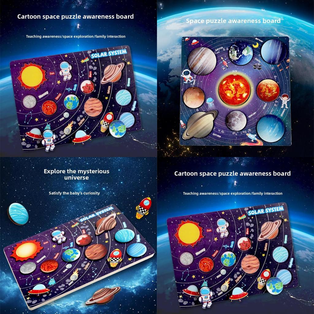 Wooden Childrens Space Education Puzzle With Solar System And Planets For Learning And Cognitive Development