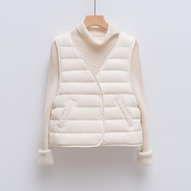Chi New Goose Down Vest Women's Light Neck Down Liner Wear Short Vest in Autumn and Winter
