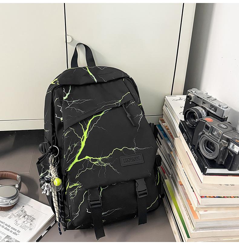 Schoolbag Backpack Female Junior High School Students Graffiti Backpack Male 1011 New Simple Design Large Capacity Multi-layer Student Schoolbag
