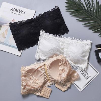 Lace Strapless Anti-Slip Bandeau with Chest Pads – Large Size, Beautiful Back, Anti-Exposure Base Layer.