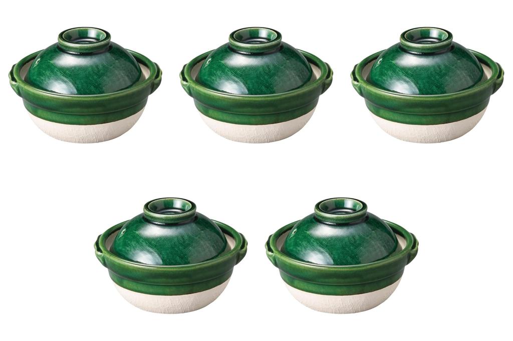 Set of 5 Green Kochi Earthenware Pots x Arita Ware Earthenware Pots by Setomonohonpo No. 4.3 [13.5 3cm]