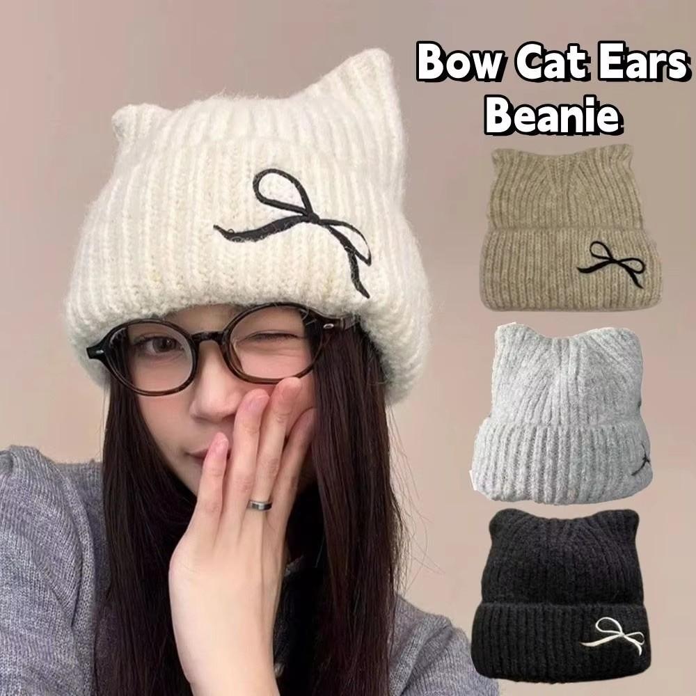 Cat Ear Knitted Woolen Hat Windproof Crochet Hat Fashion Beanie Cap