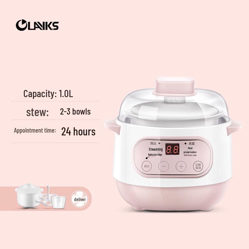 Mini Electric Slow Cooker: Double Boiler Ceramic Stew and Porridge Pot, Perfect for Soups and More.