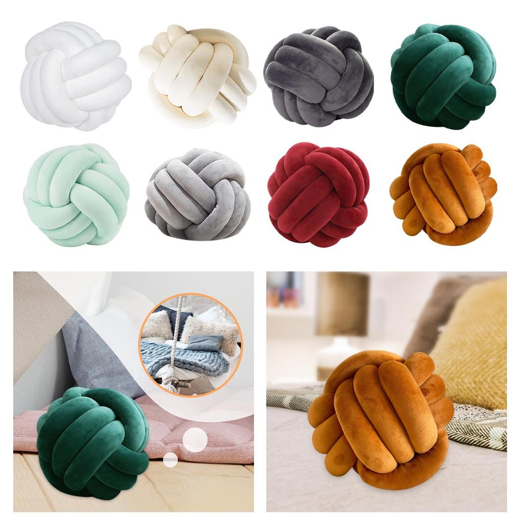 Coussin Boule de Nœuds Rond Oreiller Nœud Rond Oreillers Boule de Nœuds Douce Rond Tissé à la Main pour Chambre à Coucher Canapé 8,66 Pouces