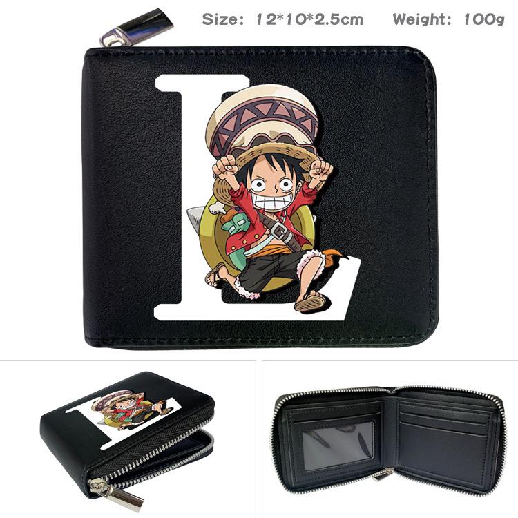 One Piece Anime Reißverschluss PU Geldbörse Luffy Aufdruck Kurzes Münzfach Kartenhalter