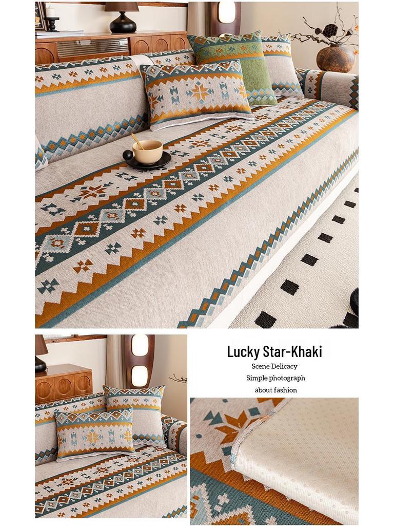 Bohemian Ethnic Sofa Cushion: Non-Slip, Dirt-Resistant, All-Season Universal Cover for 2026