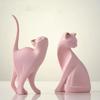 Artistic Animal Figurine Resin Cat Model Minimalist Pink Cat Sculpture  Bedroom