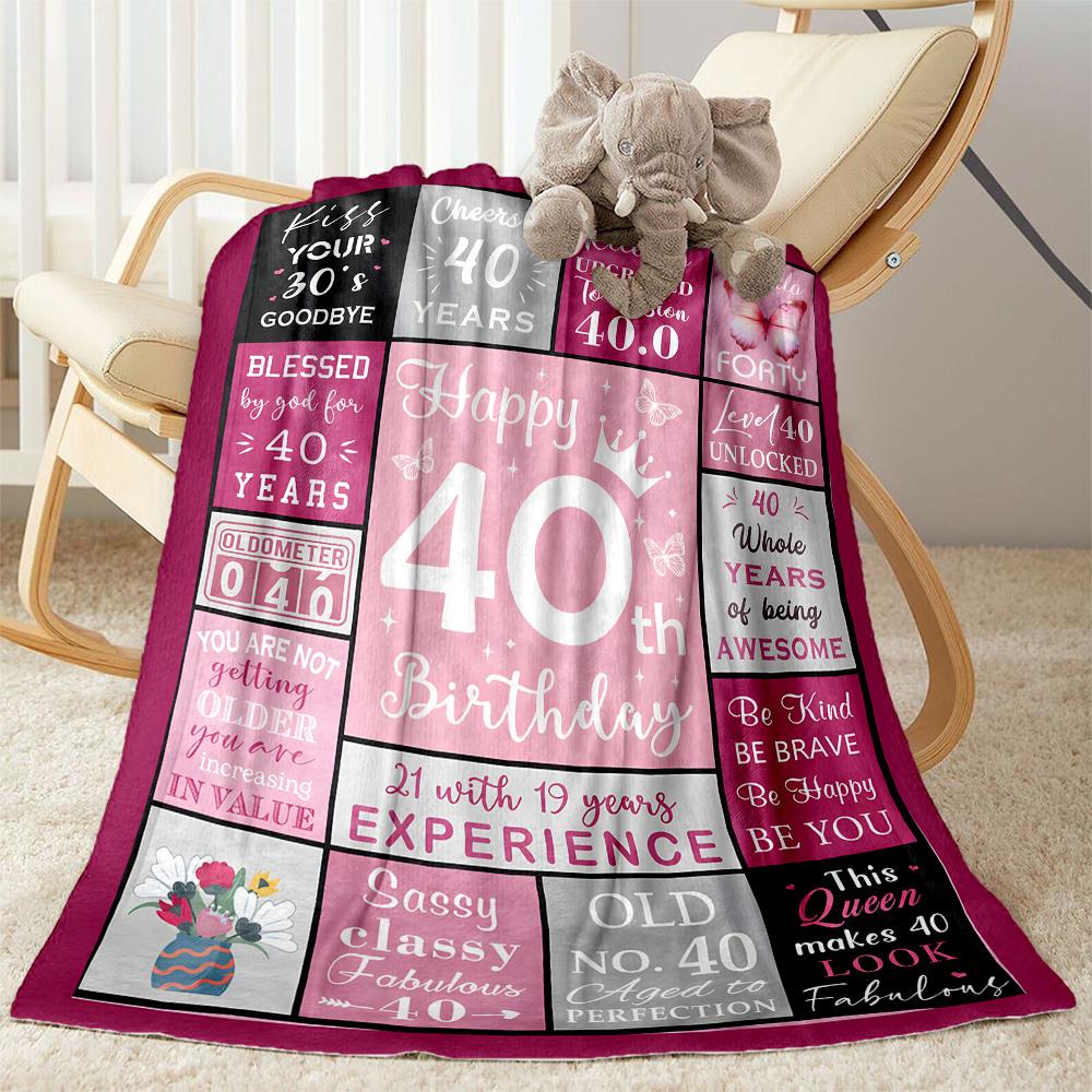 1pc Happy 40th Birthday Celebration Blanket Soft and Warm for Sofa Office Camping Travel Livingroom Great Gift for Friends and Family Comfortable