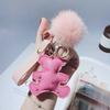 Fashionable Deer Pattern Leather Keychain With Adorable Bear Shape For Women
