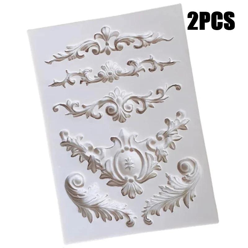 2PCS Style Silicone Cake Mold Retro Photo Frame Fondant Sugarcraft Chocolate Baroque Cake Decor Tools Clay Gumpaste Mould
