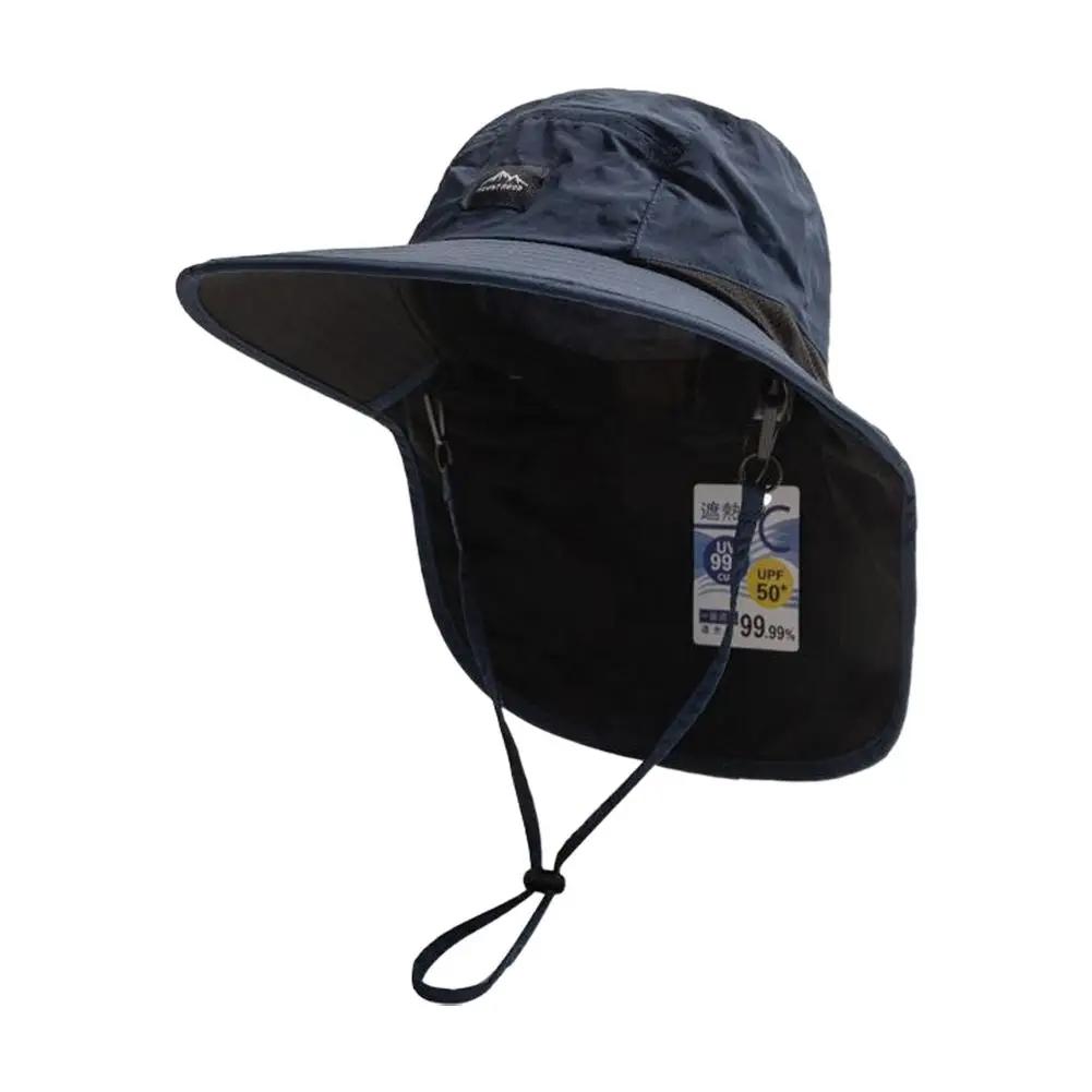 Summer UV Protection Hiking Hat Quick-drying Wide Brim Outdoor Visor Bucket Hats Mesh Breathable Sun Hat Outdoor Cycling Hat