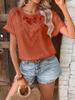 Chiffon Loose Solid Dot Chiffon Cedar Pullover T-shirt Butterfly Sleeve Top Women's Clothing
