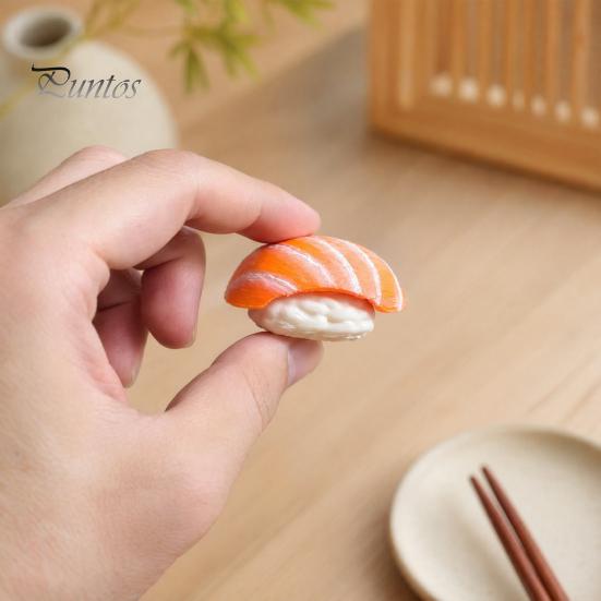 Keychain Pendant, Simulated Salmon Sushi Stress Relief Toy with Hanging Food Texture Chain, 3D Printed Ornament for Backpack School Bag Charm