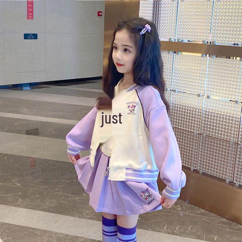 Autumn 2025 Kuromi Girls' Baseball Three-Piece Sports Set