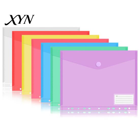 Subject Sorting File Organizer Plastic Folder with Label Pocket, Hook And Loop Closure Clear Push-type Round Buckle Poly Envelope Document Folder,