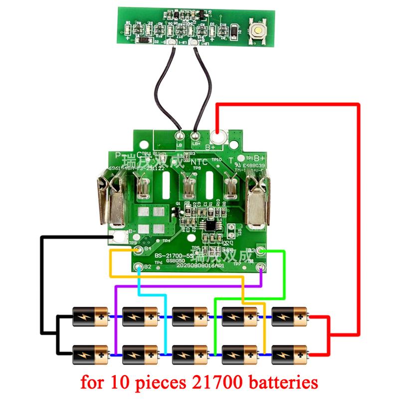 BAT618 10x21700 Lithium Ion Battery Case Storage Box PCB Charging Protection Circuit Board for Bosch 18V Li-ion Battery Housings