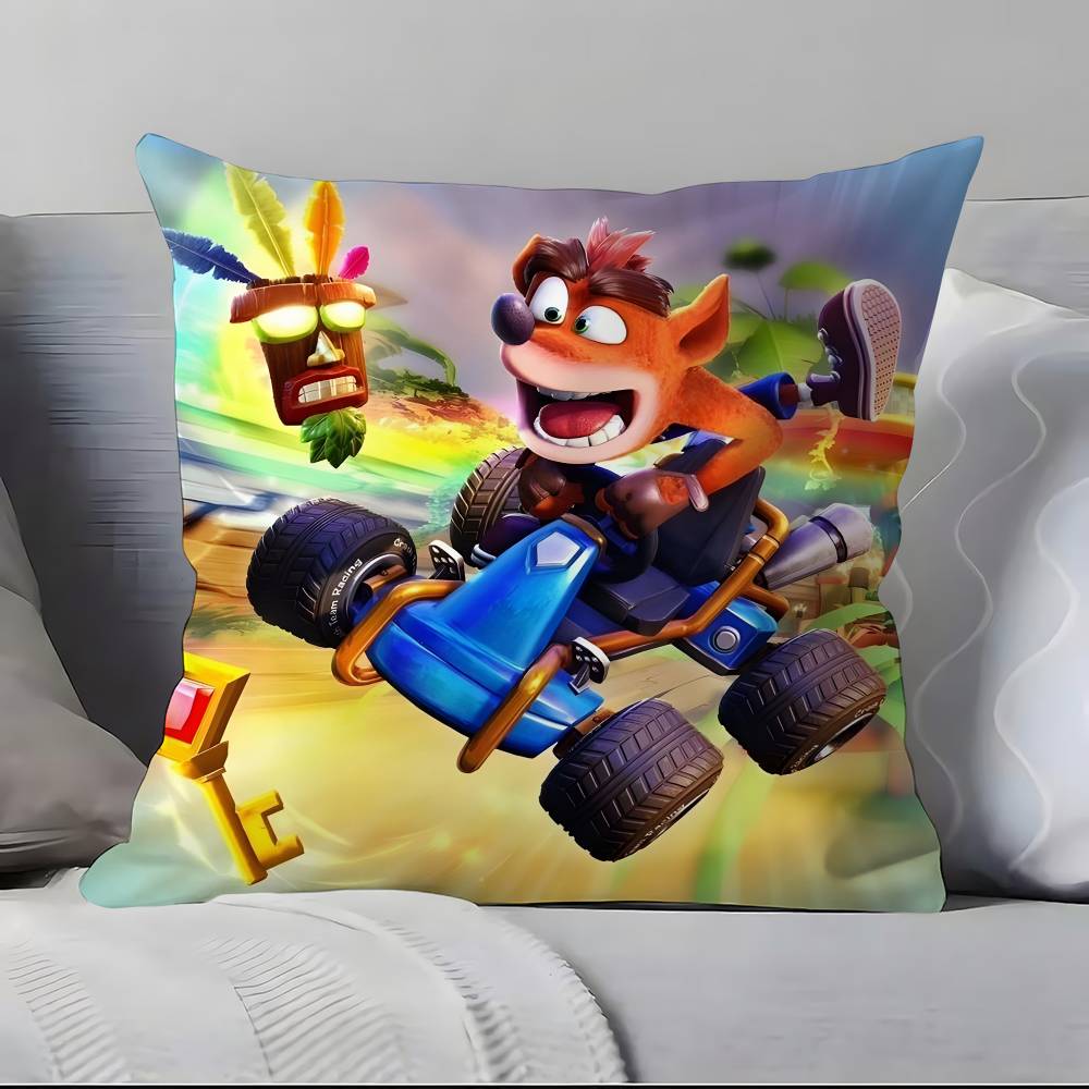 Game Cartoon Crashs B-B-Bandicoot Pillow Case Pillowcase Soft Skin Friendly & Comfortable With A Hidden Zipper