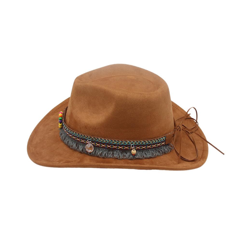 Ethnic Style Accessories Upturned Edge Felt Cowboy Hat Ethnic Style Suede Performance Dance Jazz Top Hat
