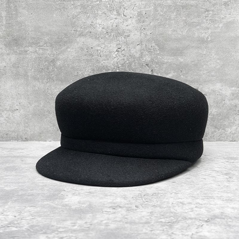 French Retro Solid Color Wool Woolen Duck Tongue Beret Female British Style Flat Top Equestrian Hat Wide Brim Shows Small Face