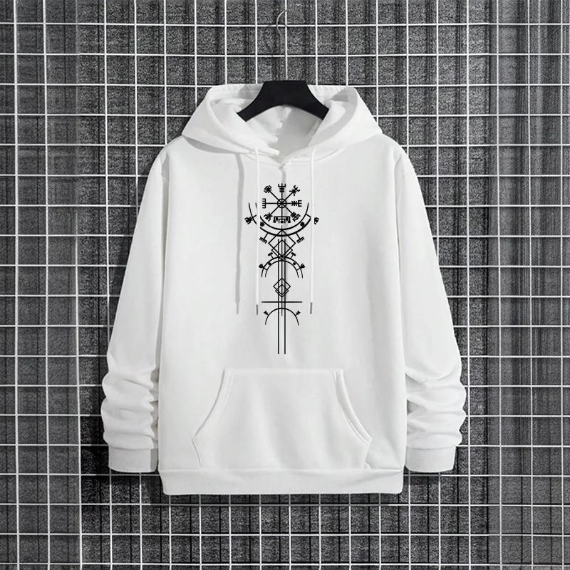 Autumn Winter Outerwear Viking Runes Print Mens Hoodie Urban Street Style Fashion Hooded Sweatshirt Male Hip Hop Casual Hoody