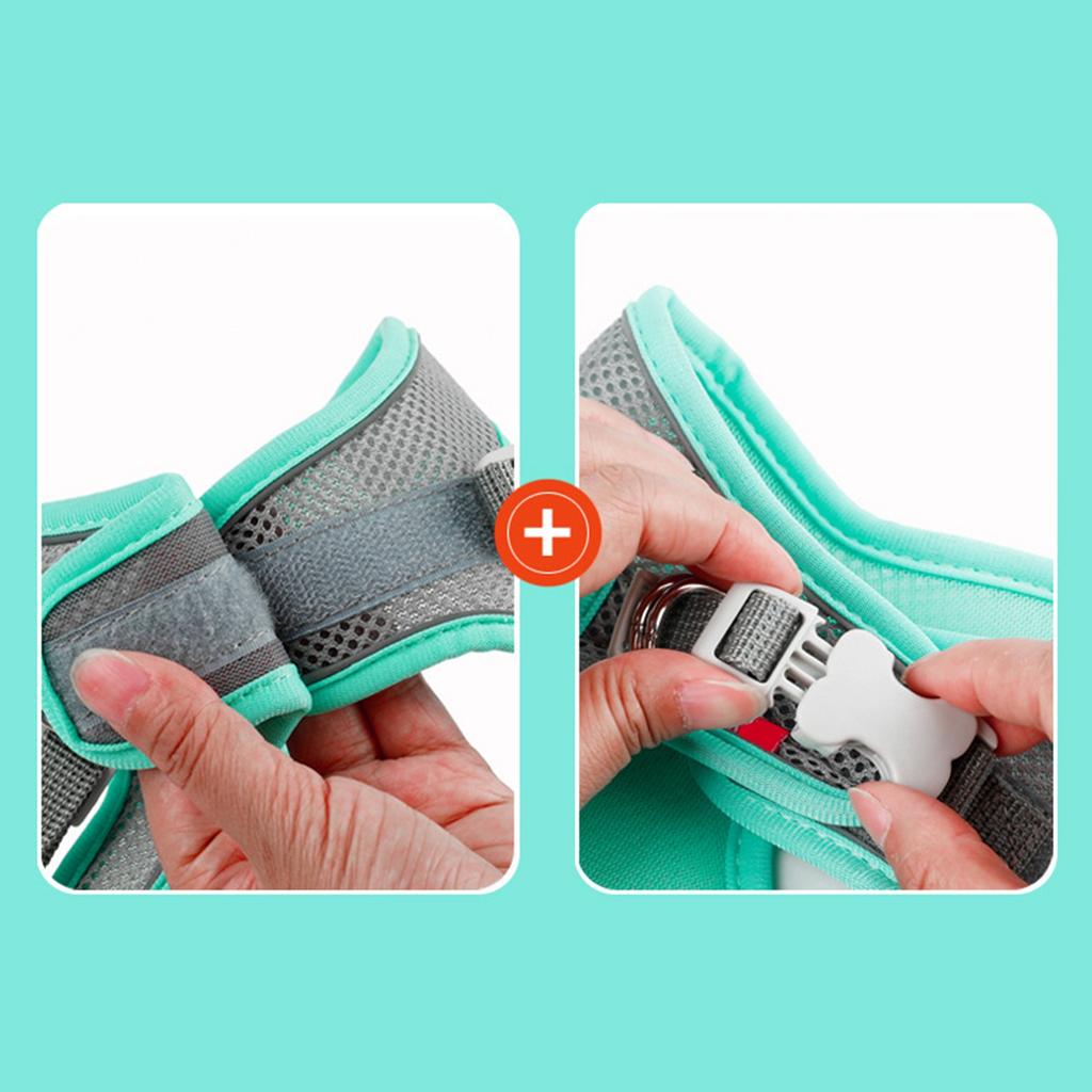 Pet Harness Leash Reflective Strip Hook and Loop Soft Fabric Pet Harness with Leash for Cat Dog