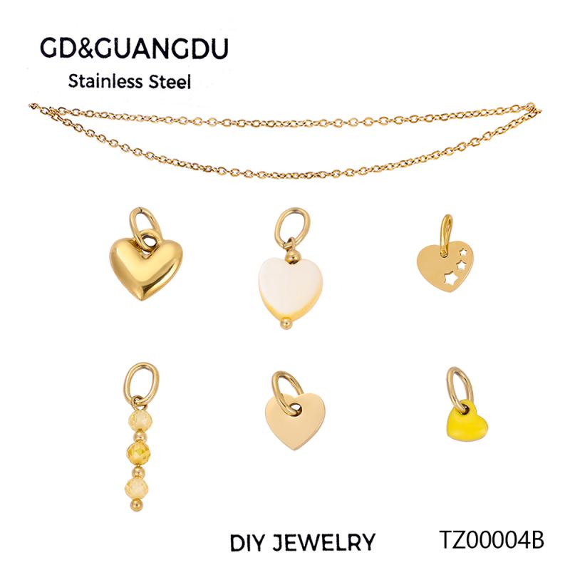 CARLIDANA Custom Jewelry Heart-shaped Tassel Stainless Steel Pearl Charms Set Creative Personality Chain Necklace for Women