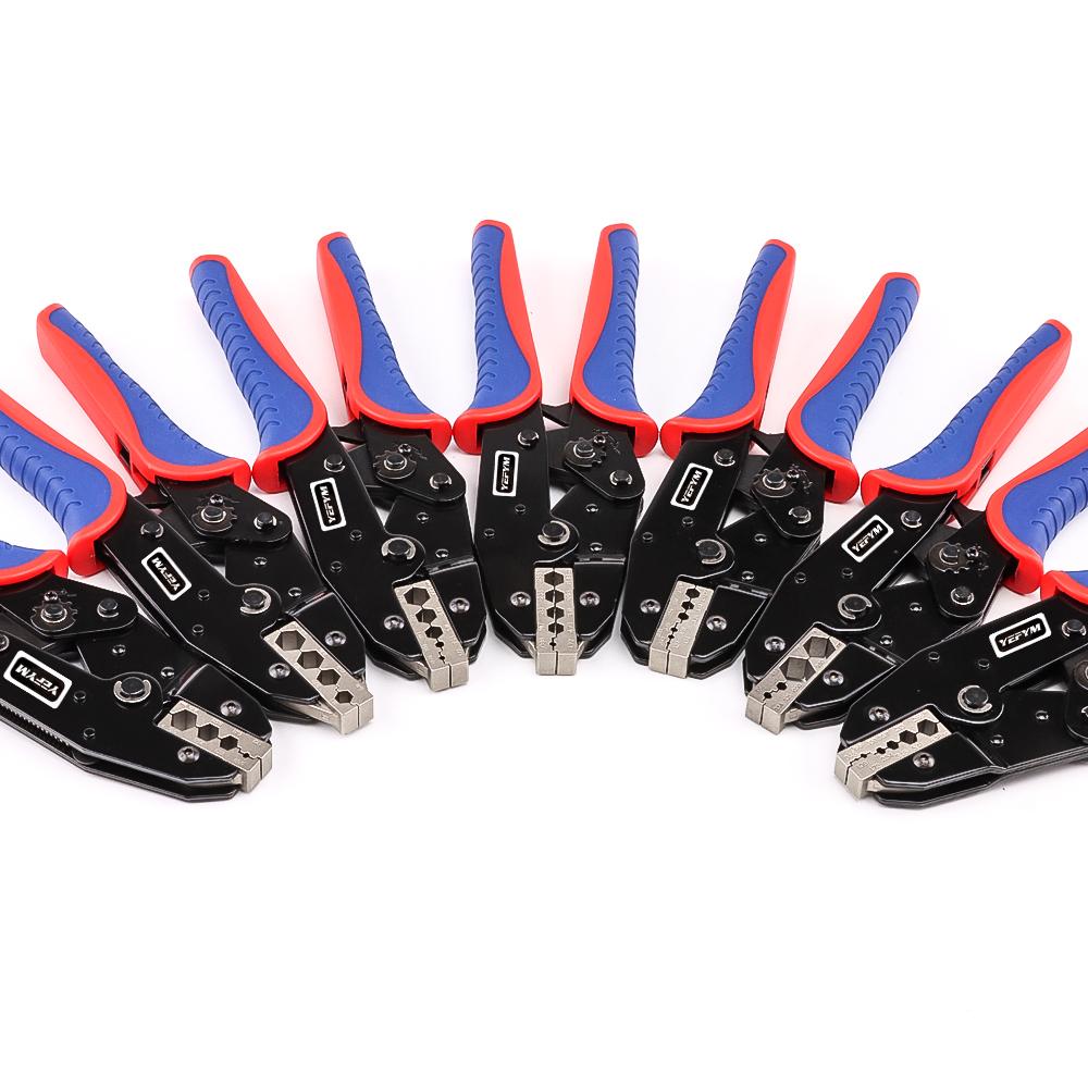 YF-L7 Hand-Powered Coaxial Ratchet Crimp Kit with 6 Replaceable Jaws Customizable Tool Sets for RG Cable RF Connectors